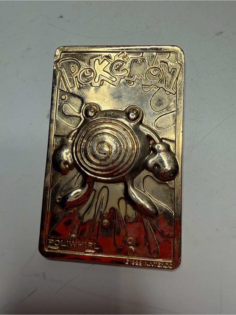 Gold Poliwhirl Collector Metal Card - Gold Finish